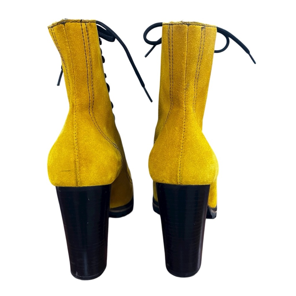 Miu Miu Yellow Suede Lace-up Booties Size 39 - Picture 3 of 11
